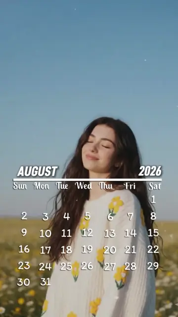 Превью шаблона «AUGUST 2026 CALENDAR»